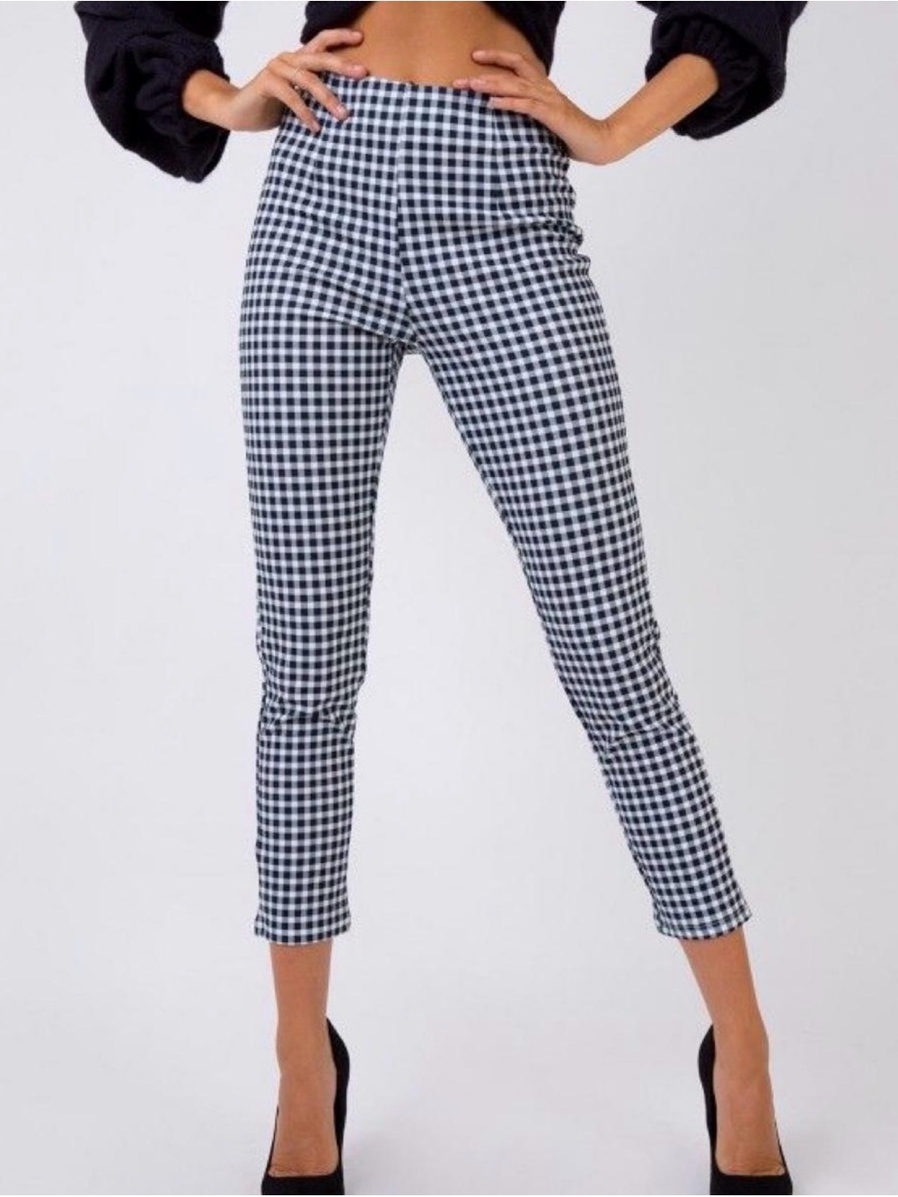 High-Rise Princess Polly Gingham Slim Crop Pants